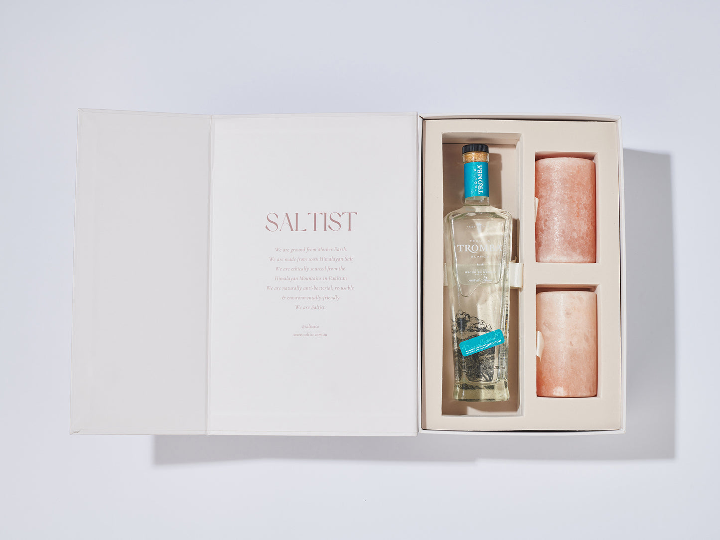 Tequila Lover Gift Set | Pink Salt Shot Glasses & Tequila Tromba