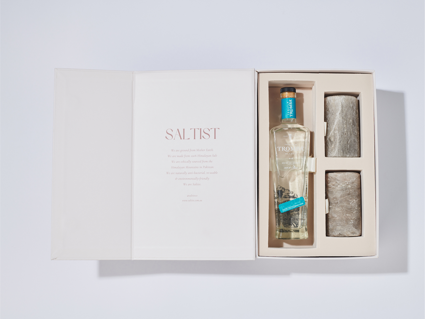Tequila Lover Gift Set | Black Salt Shot Glasses & Tequila Tromba