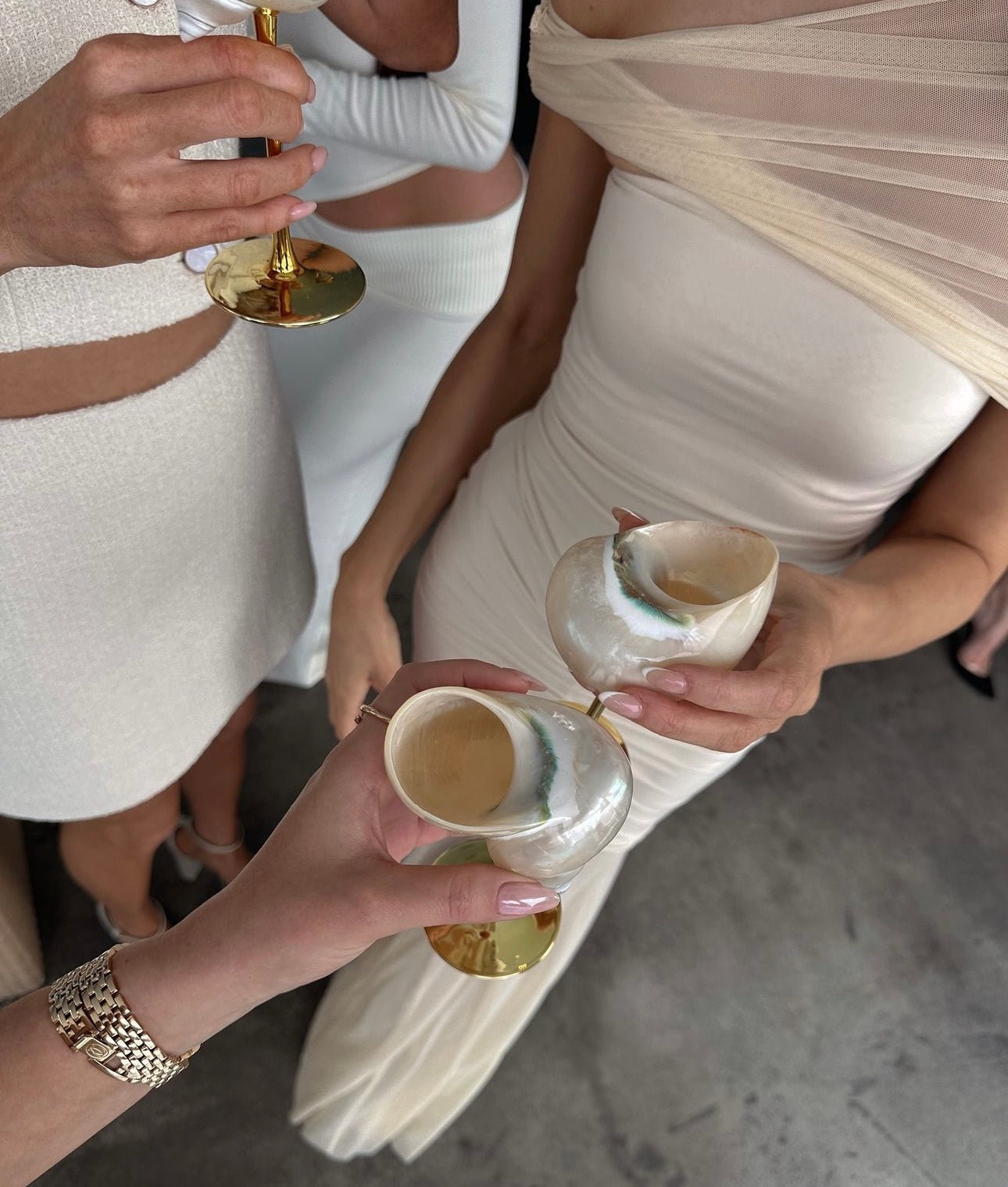 Conch Shell Wine or Cocktail Glass: Gold Stem