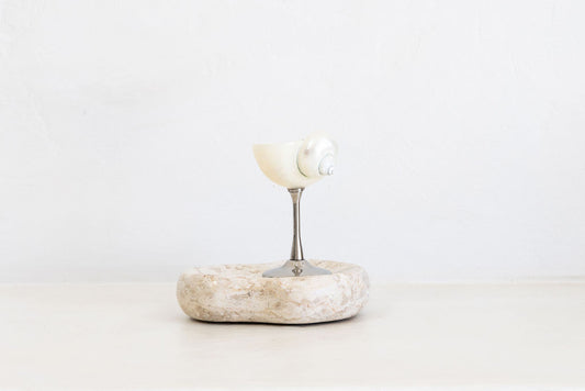 Conch Shell Wine or Cocktail Glass: Silver Stem