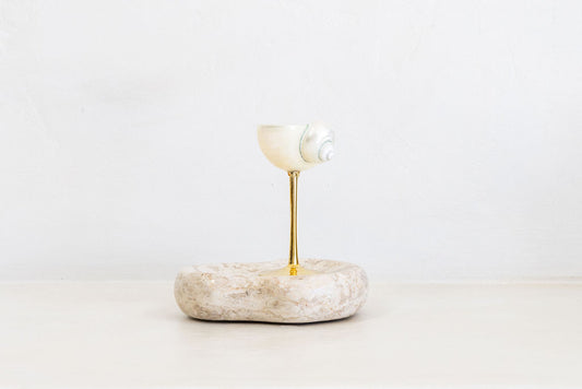 Conch Shell Wine or Cocktail Glass: Gold Stem