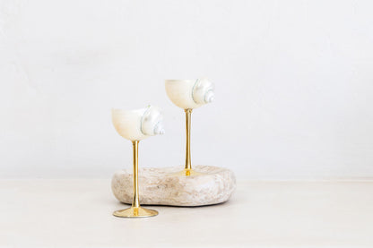 Conch Shell Wine or Cocktail Glass: Gold Stem