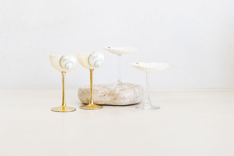 Sea Shell & Conch Glass Bundle | Set of 4 Cocktail Glasses