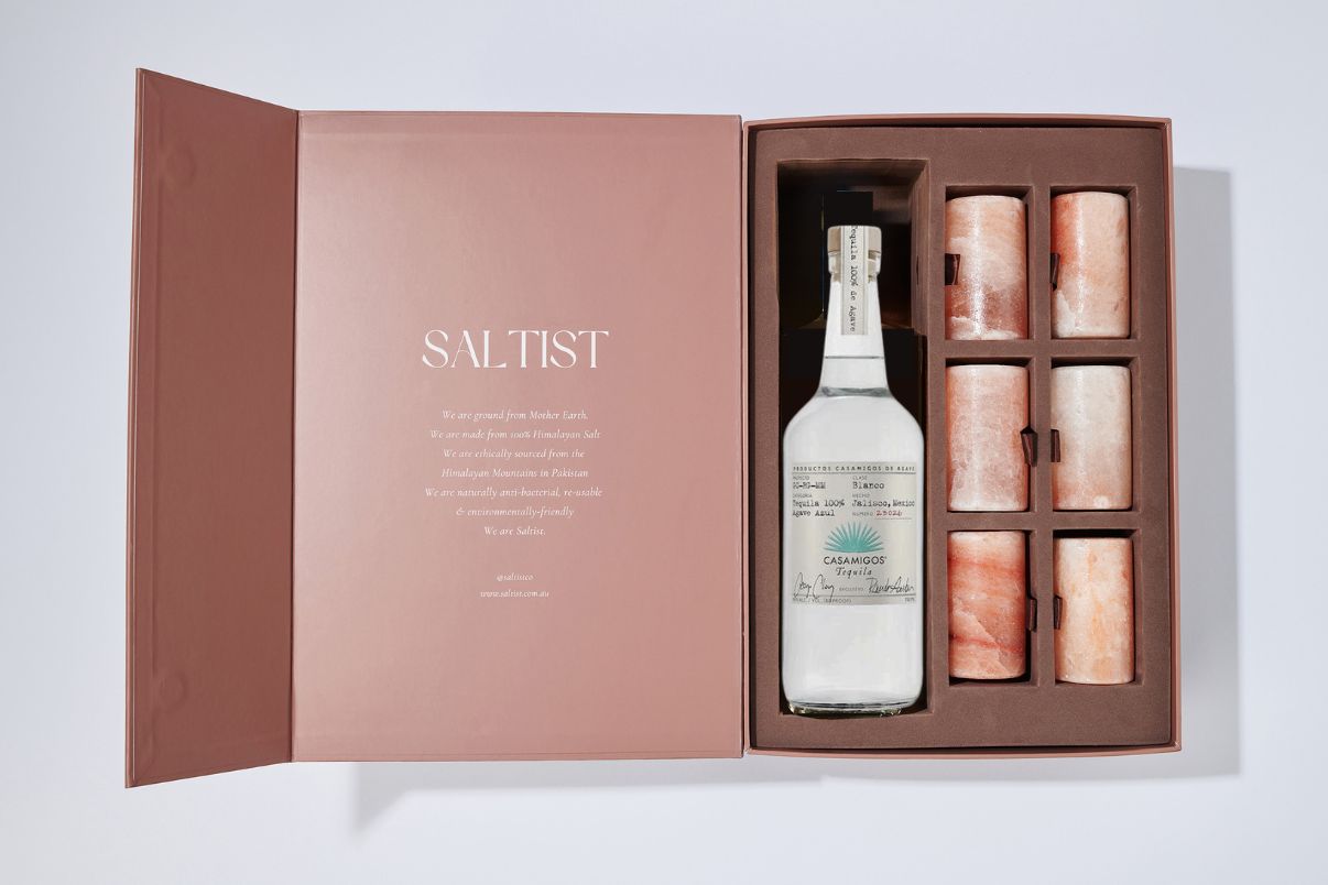 Tequila Lover Gift Set: Pink | 6 x Pink Salt Shot Glasses & Tequila (700-750ml)