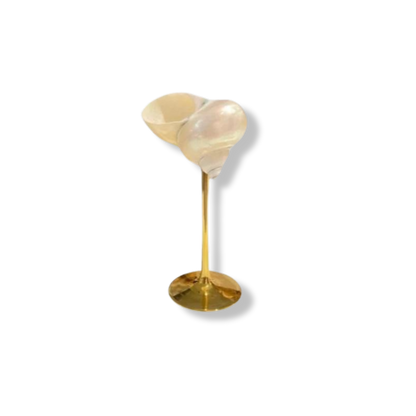 Conch Shell Wine or Cocktail Glass: Gold Stem