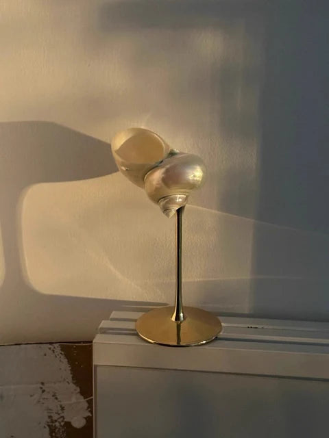 Conch Shell Wine or Cocktail Glass: Gold Stem