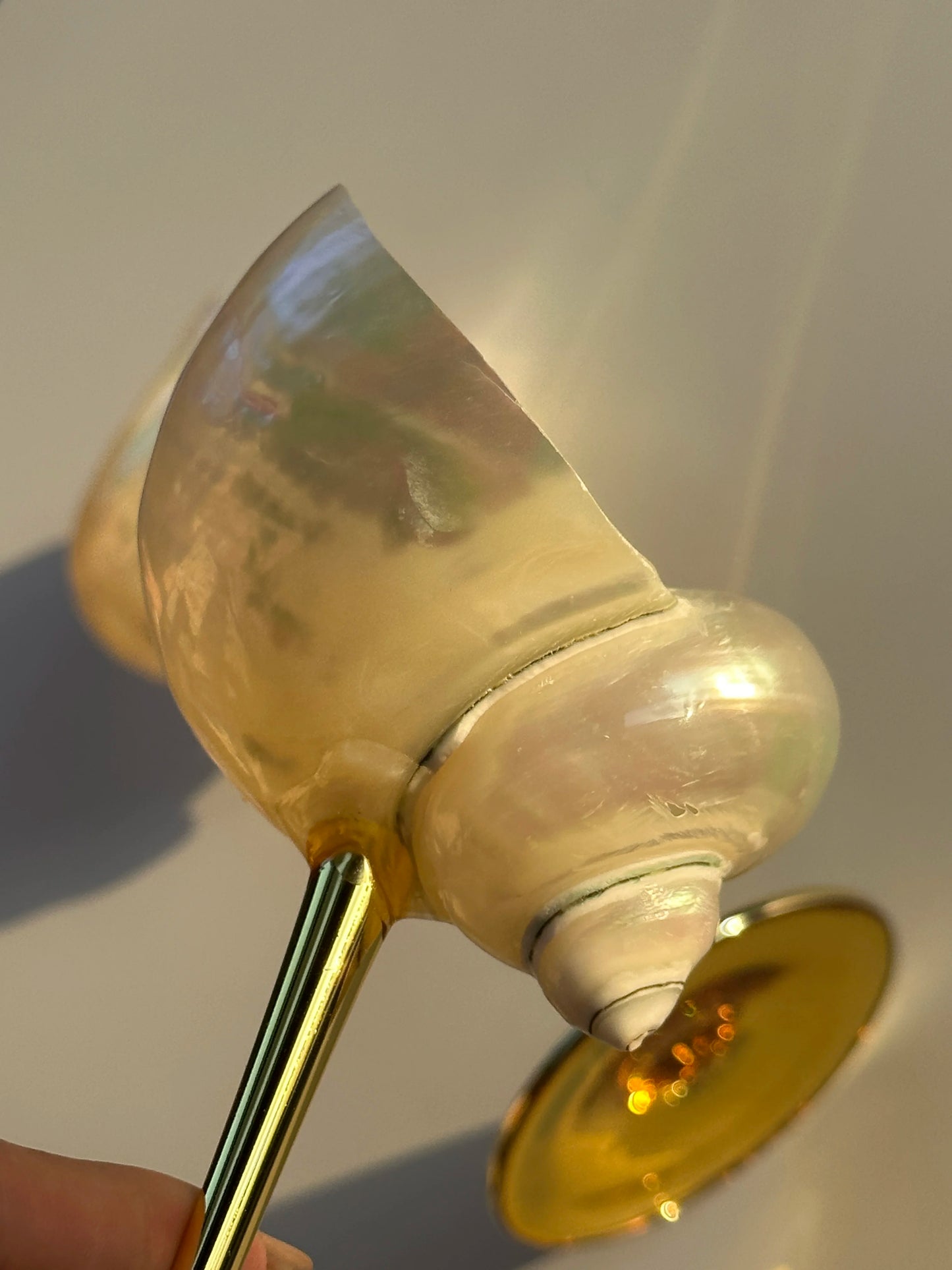 Conch Shell Wine or Cocktail Glass: Gold Stem